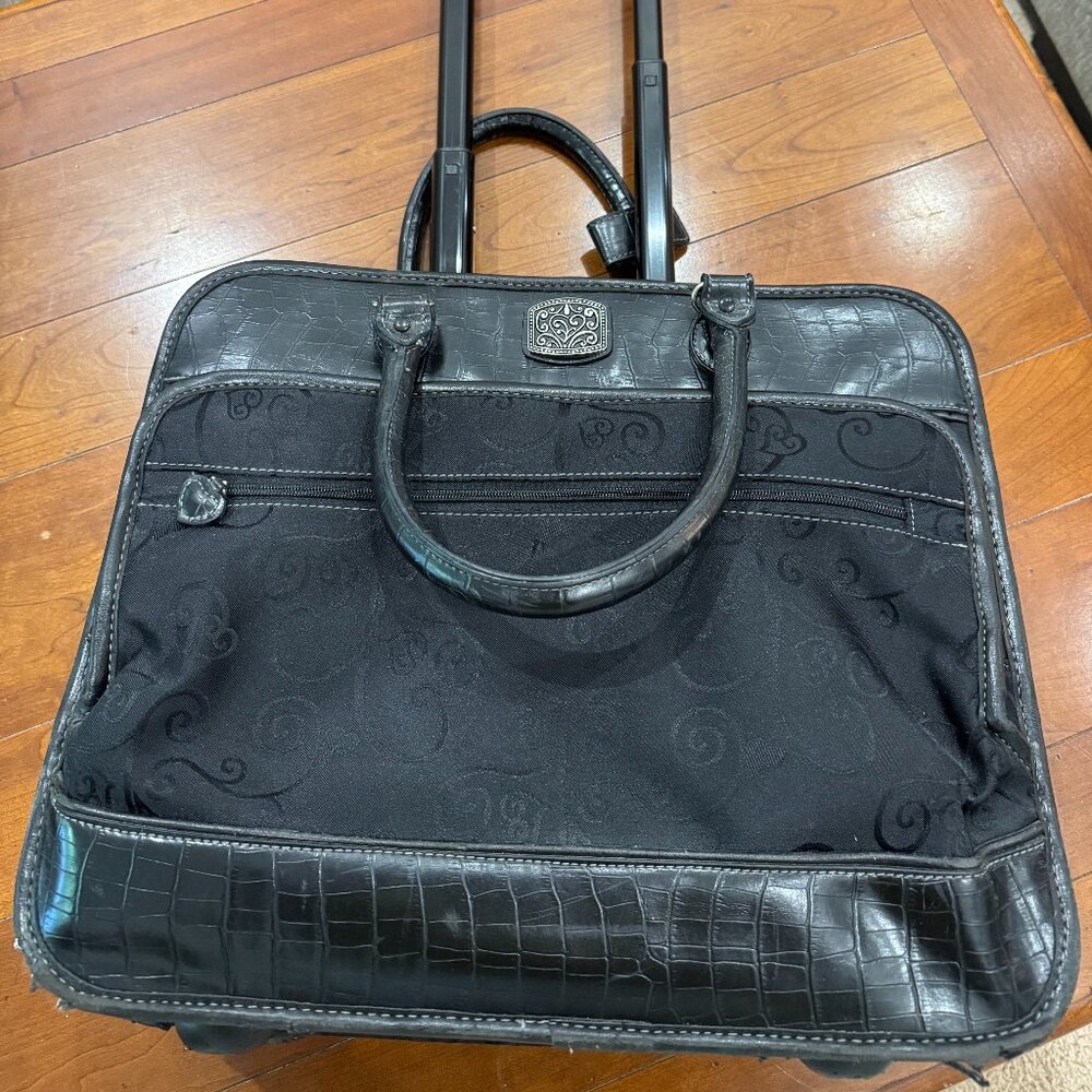 "SOLD" Coldwater Creek Rolling Laptop Bag Black Faux Croc Leather